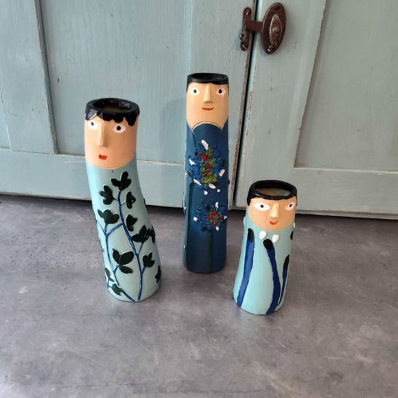 Three Piece Bohemian Family Resin Bud Vase Set - Picture 1 of 7